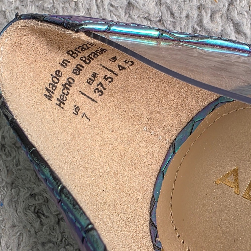 Aldo Stiletto Pumps Iridescent Blue Green Snakeskin Clear PVC Womens Size 7 - Picture 7 of 7